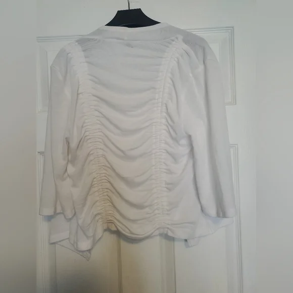 White Ruched Open Cardigan – Size M - Picture 2 of 5